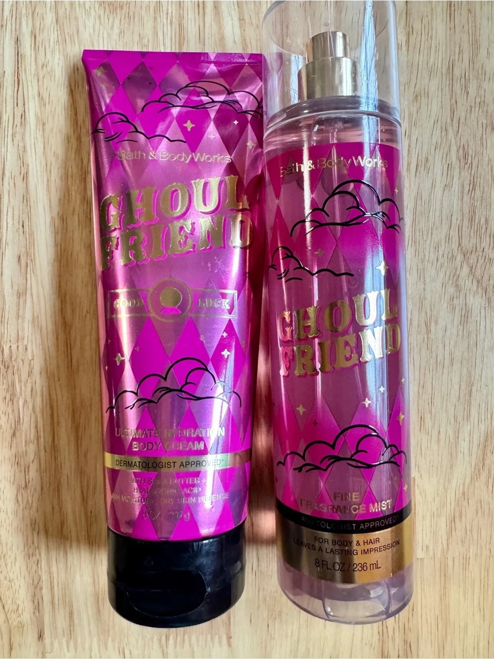 Bath & Body Works Ghoul Friend Body Cream + Fragrance Mist - Pink / Gold